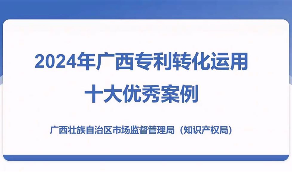 西牛皮榮獲2024年廣西專利轉(zhuǎn)化運用十大優(yōu)秀案例